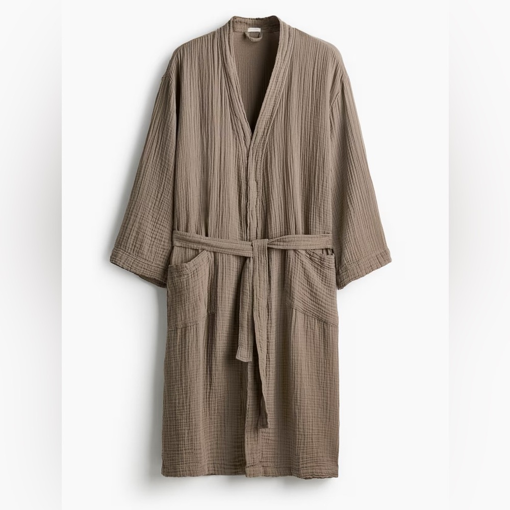 H&M Taupe Muslin Bathrobe